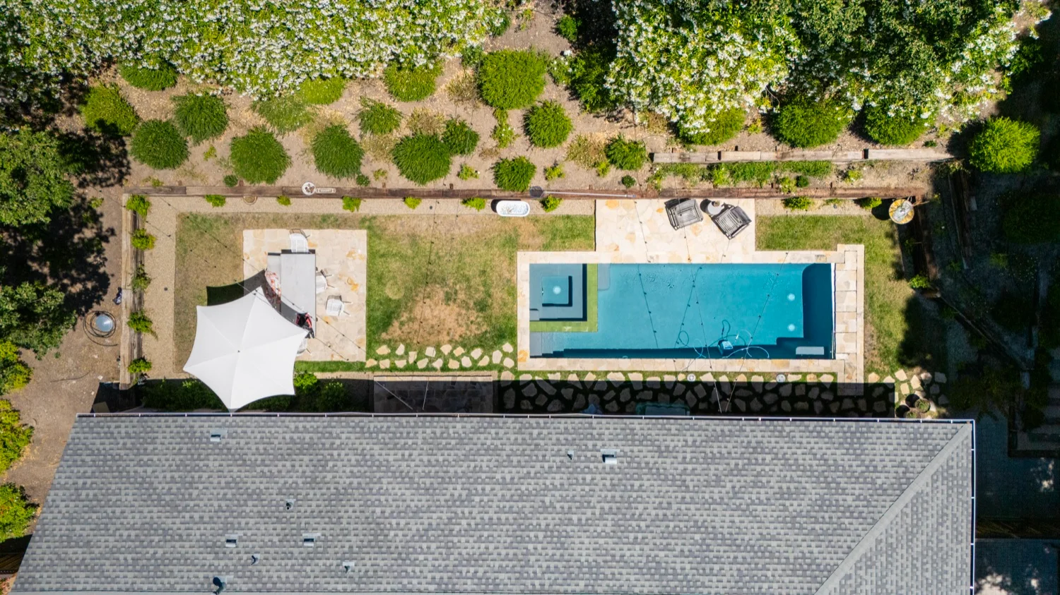 Rectangular pool with stone coping in Danville, CA