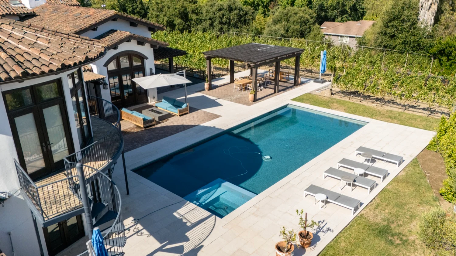 Resurfaced pool with new coping in Lafayette, CA