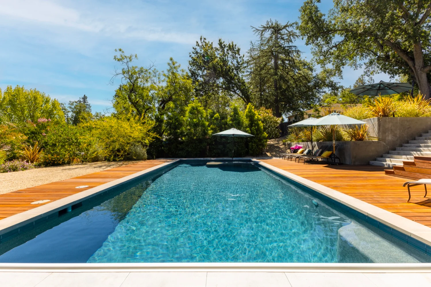 Clean rectangular lines of the San Miguel custom pool and spa