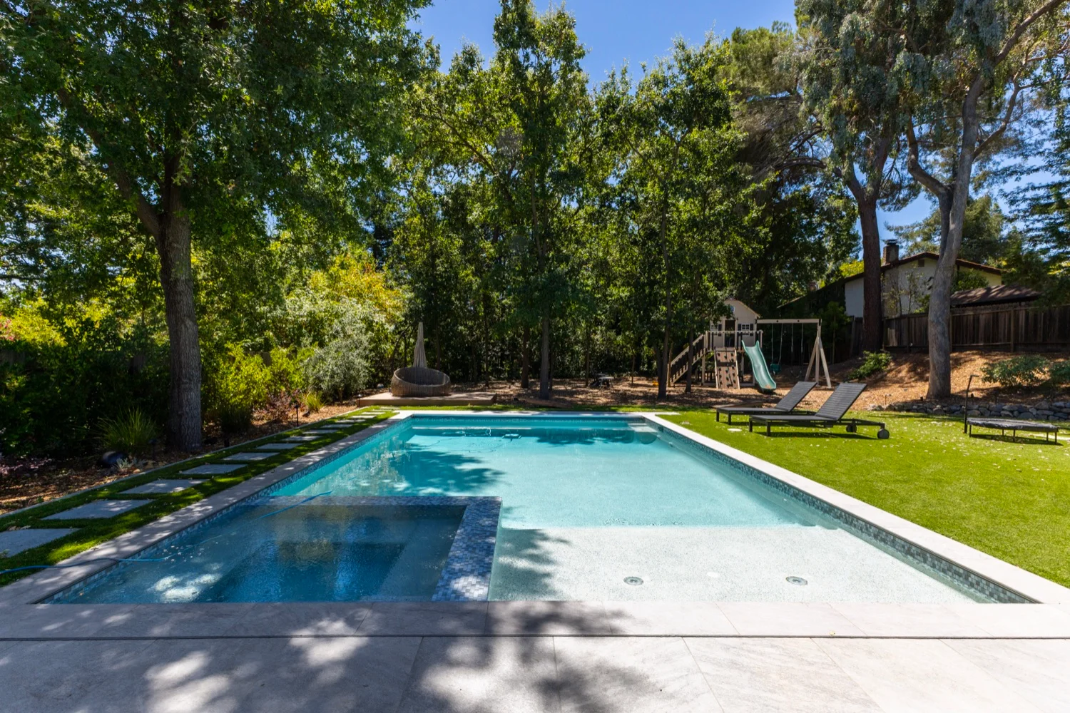 Family-friendly pool and lawn space at Diablo View